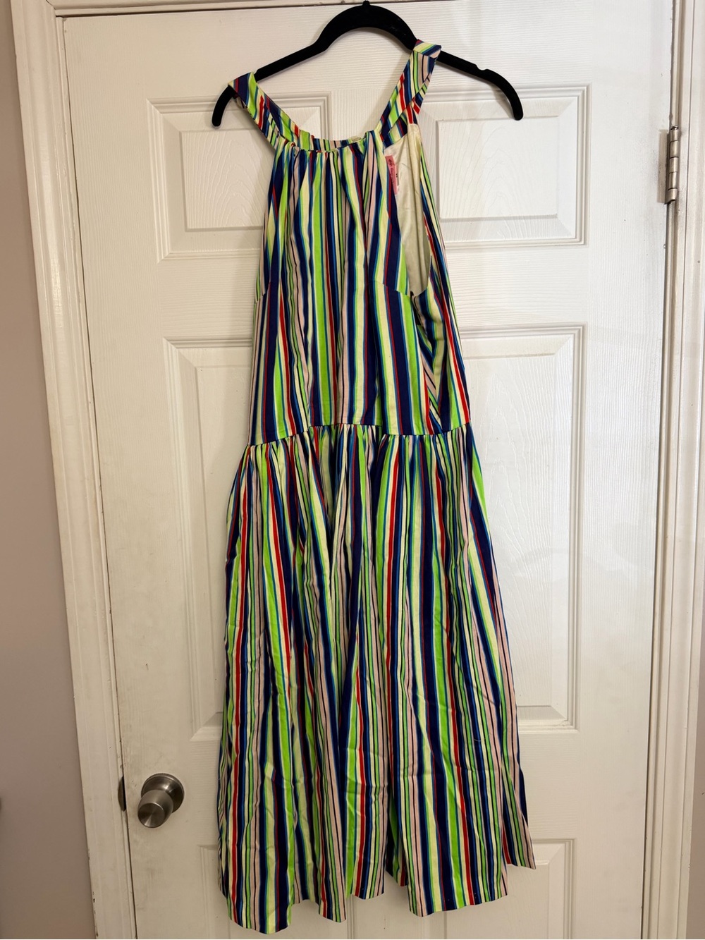 Pin up Couture Colorful Striped Dress - Green & Navy Stripes